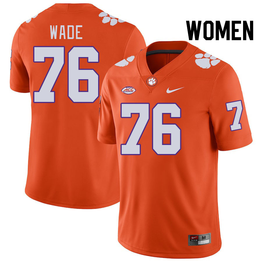 Women #76 Mason Wade Clemson Tigers College Football Jerseys Stitched-Orange